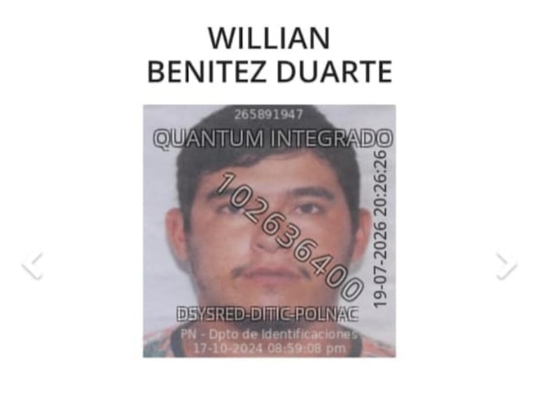 Willian Benítez Duarte, alias Mango, buscado por el asalto fatal en San Alberto.