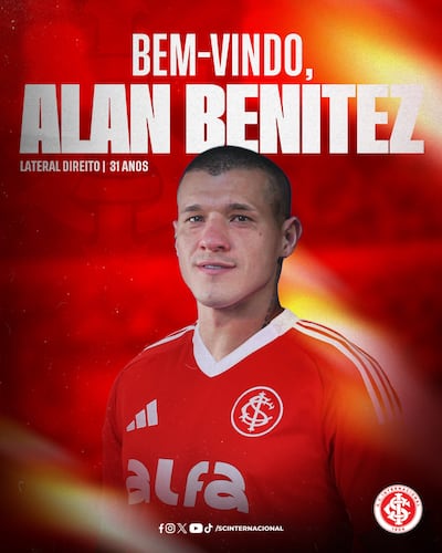 Alan Benítez será oficialmente jugador de Inter de Porto Alegre a partir del 1 de julio.