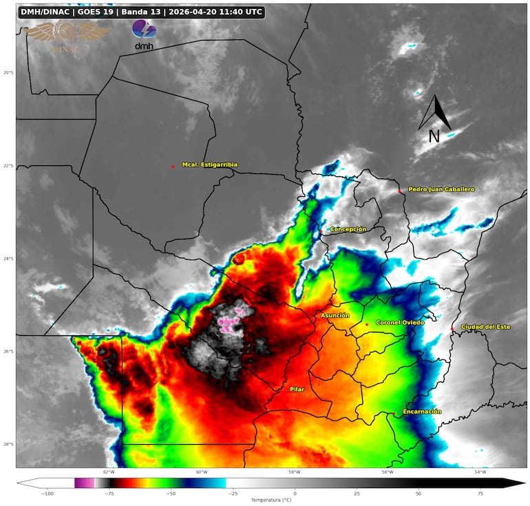 Mapa satelital de la Dirección de Meteorología