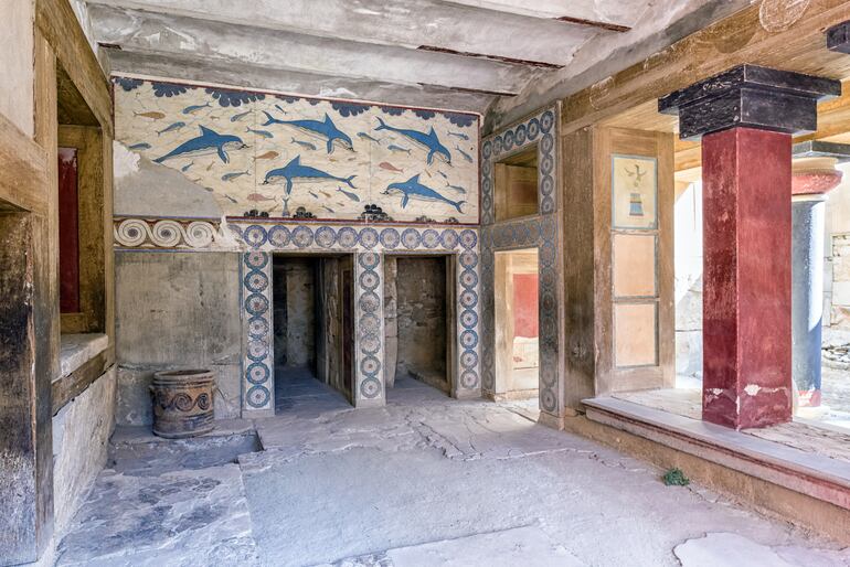 Mural en el Palacio de Knossos, Creta, Grecia.