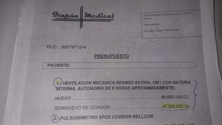 Presupuesto del equipo médico que requiere el pequeño Maicol Daniel, para finalmente poder dejar el hospital y vivir con su familia en su hogar.