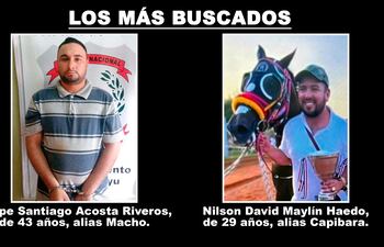 Felipe Santiago Acosta Riveros, alias Macho, y Nilson David Maylín Haedo, alias Capibara, los más buscados en Canindeyú.
