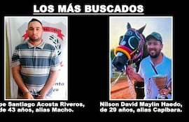 Felipe Santiago Acosta Riveros, alias Macho, y Nilson David Maylín Haedo, alias Capibara, los más buscados en Canindeyú.