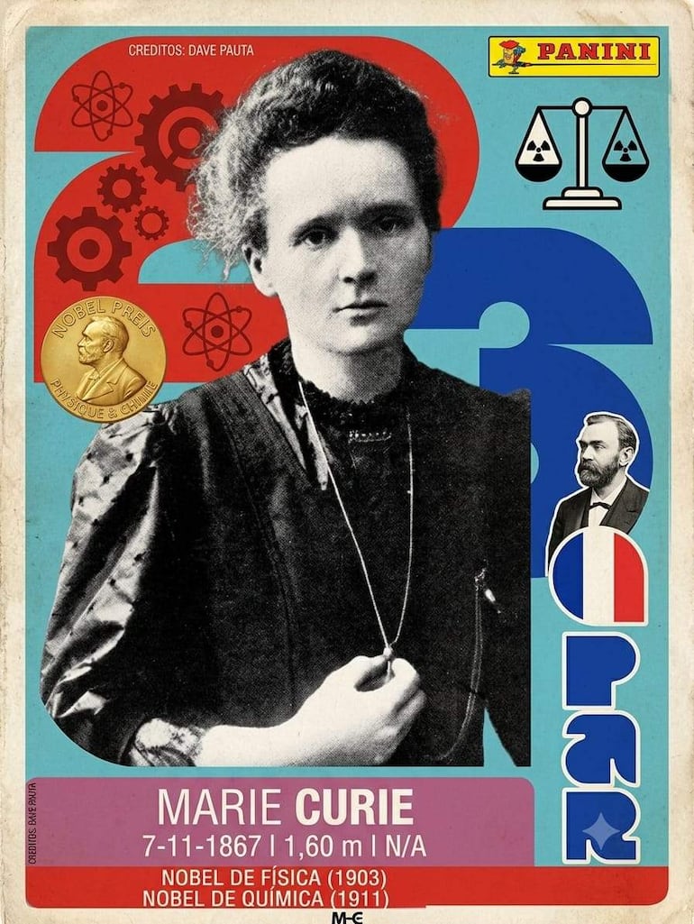 El honor a Marie Curie resalta sus logros en física y química, a 159 años de su nacimiento en una figurita del Mundial.