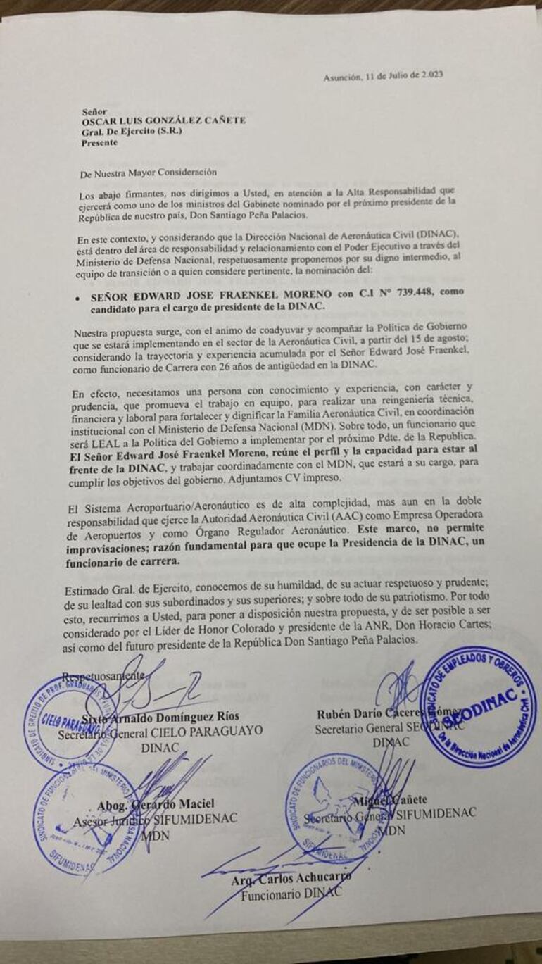 Pidieron que el funcionario Edwar José Fraenkel Moreno, sea tenido en cuenta como candidato a la presidencia de la institución.