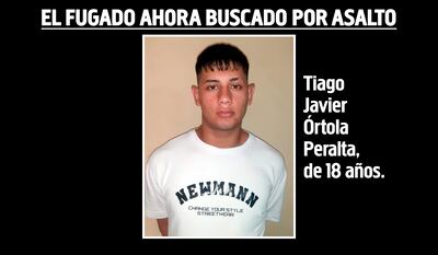 Tiago Javier Órtola Peralta, de 18 años, fugado del Centro Educativo de Itauguá, ahora buscada por asalto en Asunción.