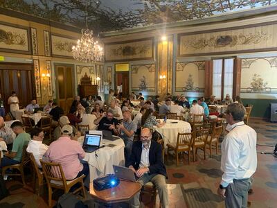 El director de la Mesa Paraguaya de la Carne Sostenible, Hugo Sanchez, este lunes en la Jornada de innovación y pensamiento estratégico de la carne sostenible.