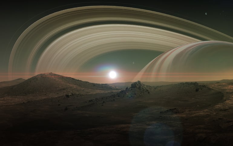 Vista de Saturno desde Titán. Elementos de esta imagen proporcionados por la NASA.
