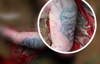 El tatuaje con la figura de un payaso es uno de los más encontrados entre crimienales, integrantes de bandas organizadas, y que hace referencia a quienes se dedican a matar policías.