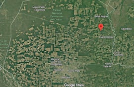 La estancia Marán del Chaco (en rojo), de donde supuestamente despegó el helicóptero que habría caído.