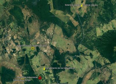 Zona del ataque terrorista esta noche en Amambay.