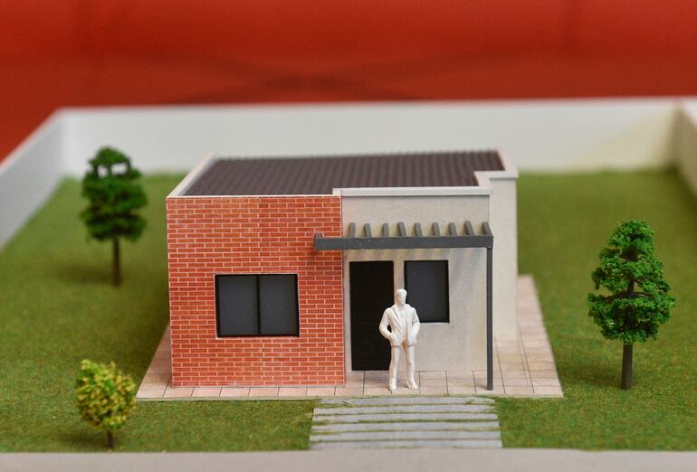 Maqueta de  cómo serían las  casas del Fonavis. Se agregará techo de cerámica, aclararon.