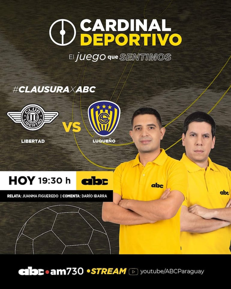 Libertad vs. Sportivo Luqueño, por ABC Cardinal 730 AM y ABC Paraguay en Youtube.