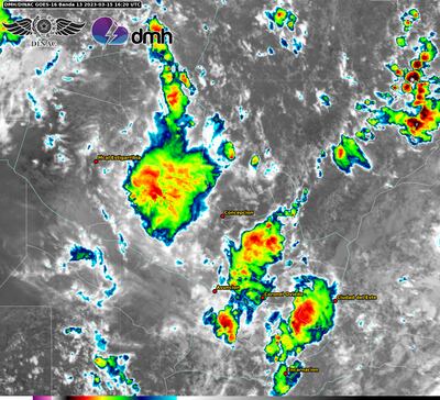 La imagen emitida por Meteorología muestra que los núcleos de tormenta abarcan gran parte del territorio nacional.