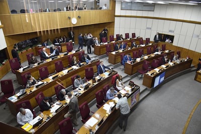 Aspecto de una de las sesiones de la Cámara de Senadores que ayer aprobó los pedidos de informe al BCP y al IPS.