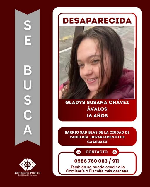 Fiscalía ordena búsqueda y localización de adolescente desaparecida en Vaquería