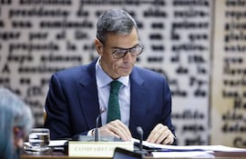 El presidente del Gobierno, Pedro Sánchez, durante su comparecencia ante la comisión de investigación del caso Koldo.