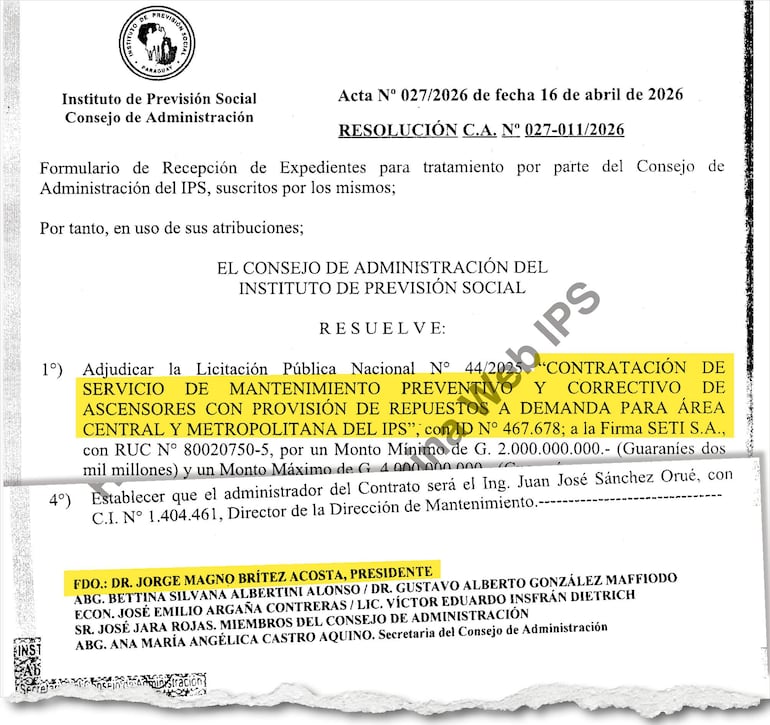 Resolución CA N° 027-011/2026  del 16 de abril de 2026 por la cual se adjudicó la licitación con ID 467.678.