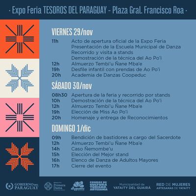 Invitación y cronograma a la Expo Feria Ao Po'i.