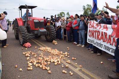 Una de las protestas del sector productivo local contra el ingreso de productos de contrabando.  