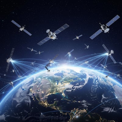 Concepto de satélites de comunicaciones.