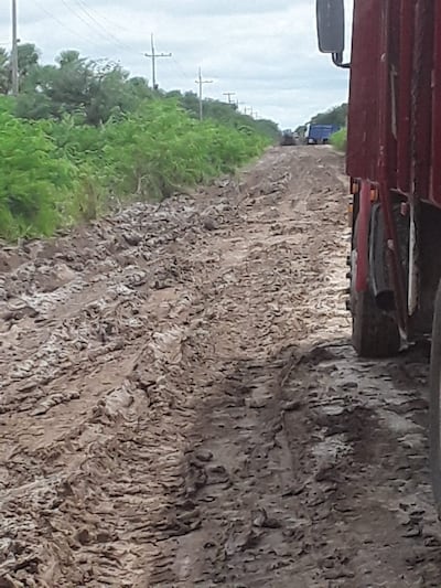 La ruta está constantemente en mal estado dificultando enormemente el tránsito de pobladores y camiones.