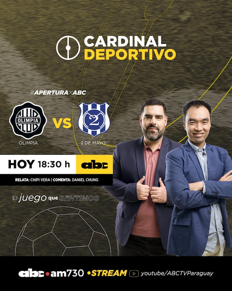 Olimpia vs. 2 de Mayo por ABC Cardinal 730 AM y ABC Paraguay en Youtube.