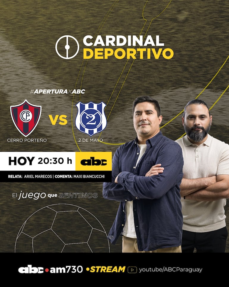 Cerro Porteño vs. 2 de Mayo por ABC Cardinal 730 AM y ABC Paraguay en Youtube.