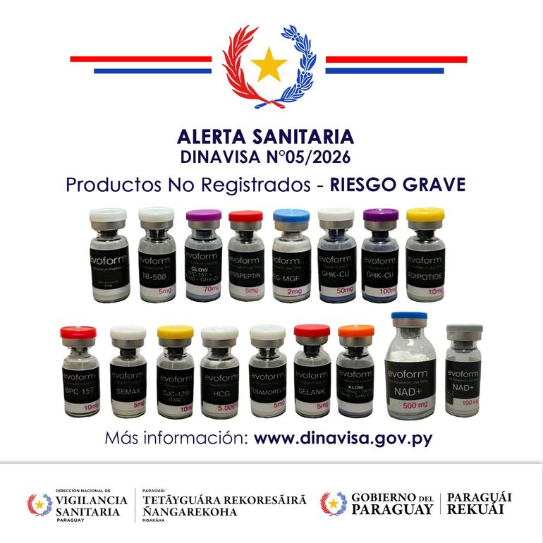 Dinavisa emitió esta tarde una alerta sanitaria por productos que contendrían péptidos.