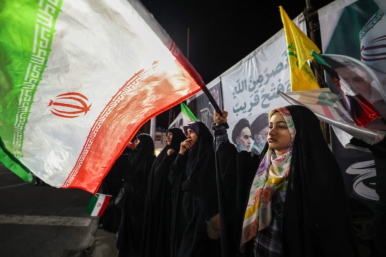 Una manifestación de apoyo al régimen iraní, el pasado lunes en Teherán.