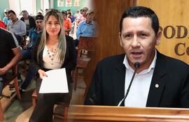 Tatiana Espínola, funcionaria de Comisión de Pueblos Indígenas del Senado y Javier Chaqueñito Vera, senador cartista.