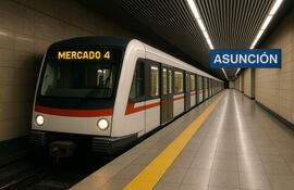Imagen de referencia de un subte en Asunción. Ilustración realizada mediante IA.