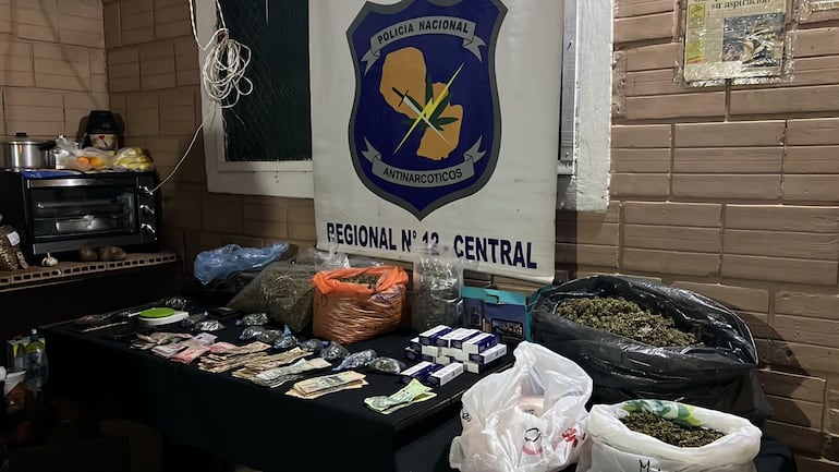 Evidencias que fueron incautadas durante el procedimiento en Luque.