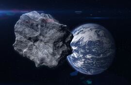 Asteroide y planeta Tierra, imagen ilustrativa.