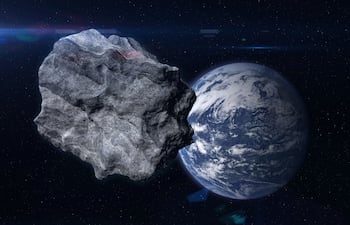Asteroide y planeta Tierra, imagen ilustrativa.