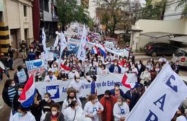 Imagen de archivo. Manifestación de enfermeras, fotos gentileza