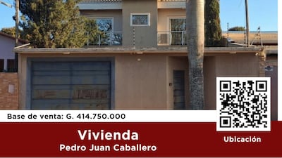 Flyer subasta en la Senabico de vivienda en Pedro Juan Caballero