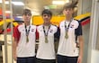 Iván Nuevo, Benjamín Sánchez y Pedro Castiñeira, tres de los integrantes de la selección masculina U15 que conquistó el título en Chile.