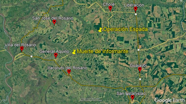 La zona donde murió ayer el informante, a 30 kilómetros de donde había sido capturado en el operativo Espada de la Senad.