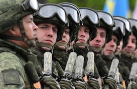 Soldados rusos durante el Desfile de la Victoria celebrado el sábado en Moscú, en conmemoración de la victoria rusa sobre la Alemania nazi en la Segunda Guerra Mundial.