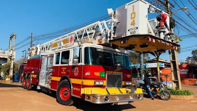 La autoescala que requiere de reparación para su uso en Minga Guazú.