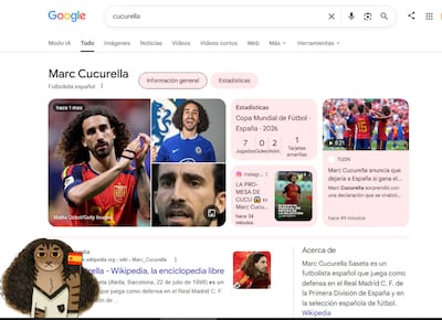 Google rindió este viernes un homenaje a Marc Cucurella con un garabato o ‘doodle’ que activa una divertida animación de su famoso meme del gato con peluca rizada.