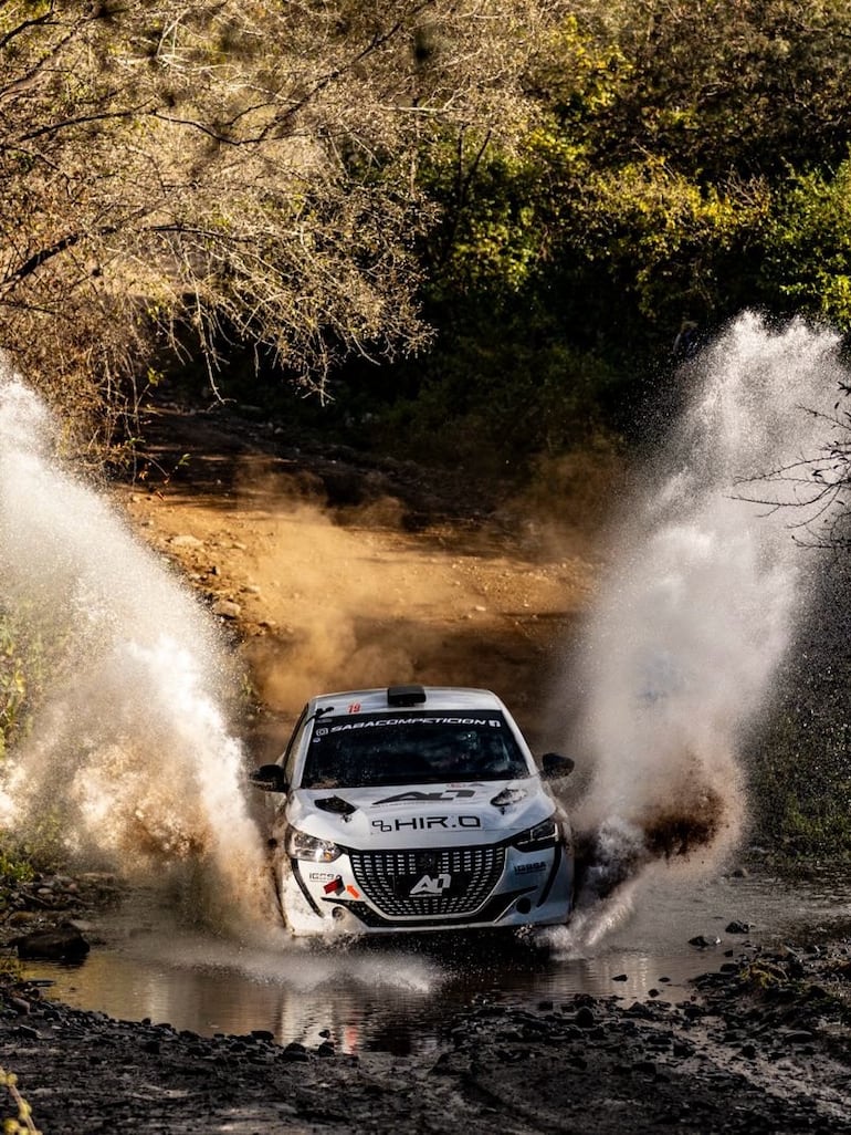 Una postal del Rally del Poncho con el Peugeot 208 Rally4, del Saba Competición, Arturo Ortiz y Víctor "Figu" Aguilera.