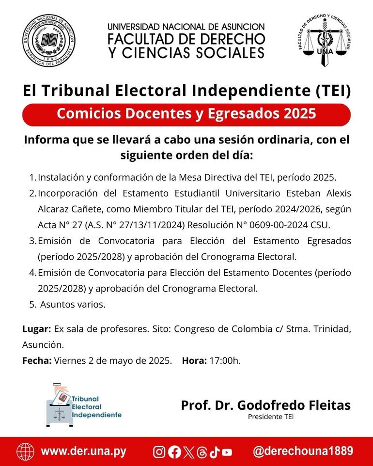 Elecciones Consejo Directivo Derecho UNA