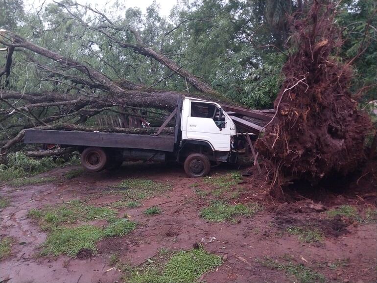 Efectos del temporal en Guairá: joven herida, casa sin techo, pérdida de animales y daños a infraestructuras públicas