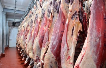 Carne paraguaya al gancho.