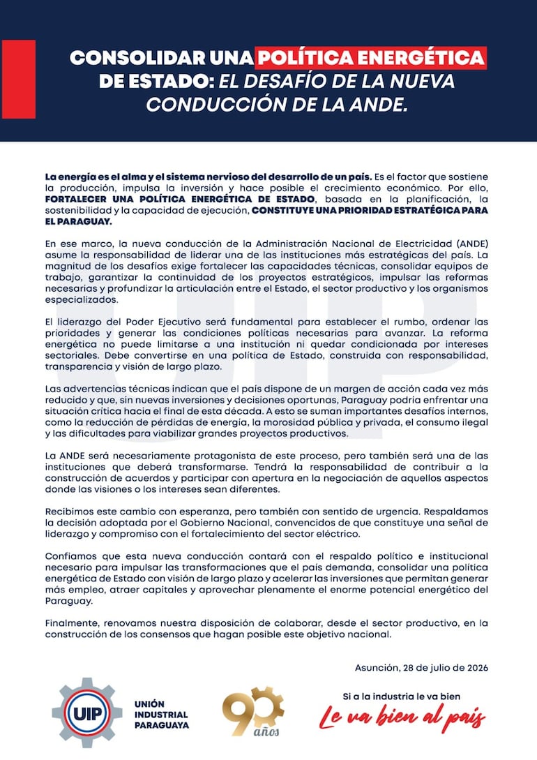 Comunicado de la UIP.