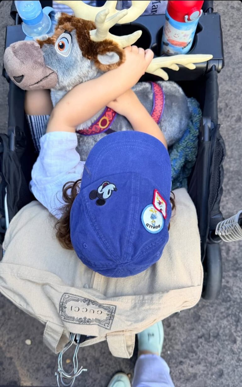 Marquito Muñiz Ferreira paseando cómodamente en su carrito y viendo las atracciones que ofrece Disney.
(Instagram/Nadia Ferreira)