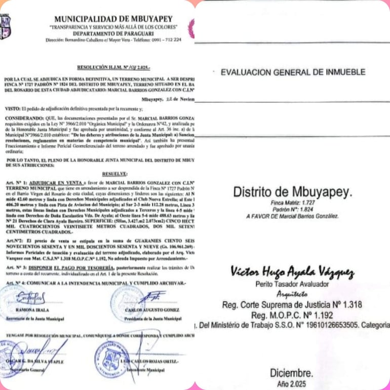 Denuncian presunta venta irregular de un terreno municipal en Mbuyapey.