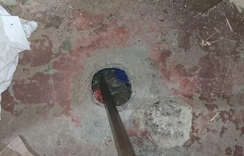 El agujero encontrado en el pabellón del PCC en la penitenciaría de Ciudad del Este.